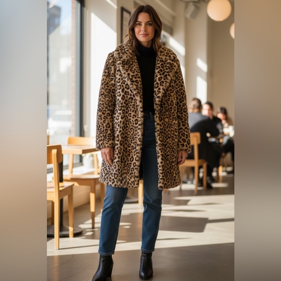 Calvin Klein Jackets & Blazers - Calvin Klein Vintage Leopard Faux Fur Statement Coat